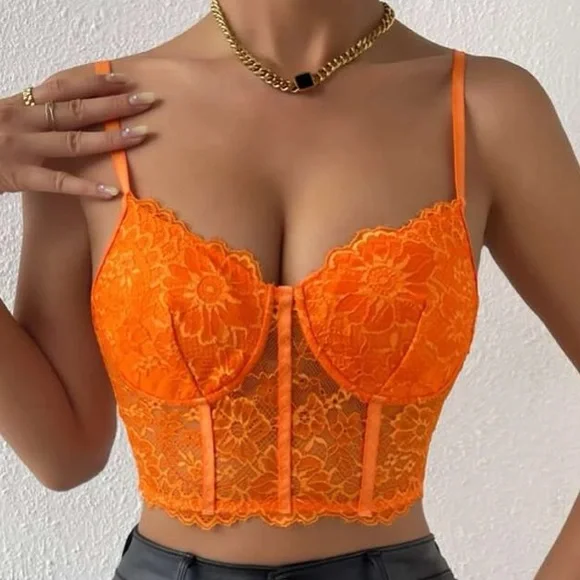 Orange  lace bralette corse cami top - Picture 6 of 6